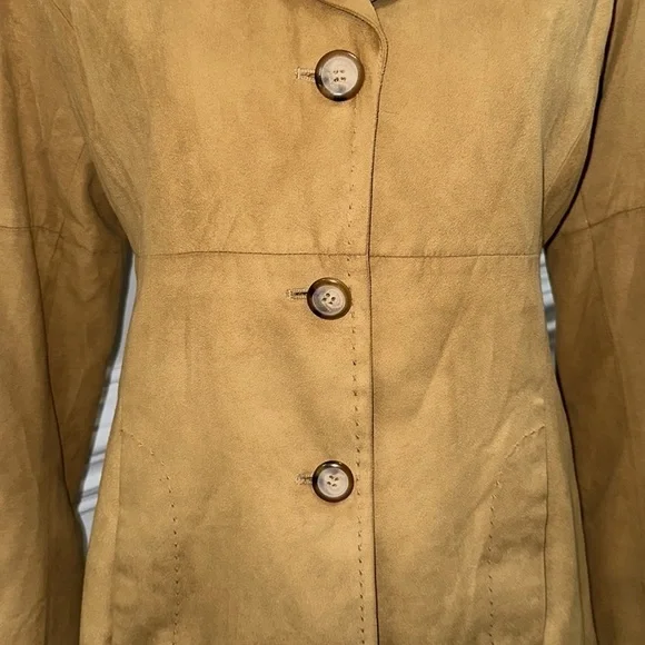 Jones New York Faux Suede Camel Color Button Down Blazer size S - Picture 5 of 10